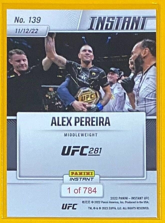 2022 Panini Instant UFC #139 Alex Pereira — back