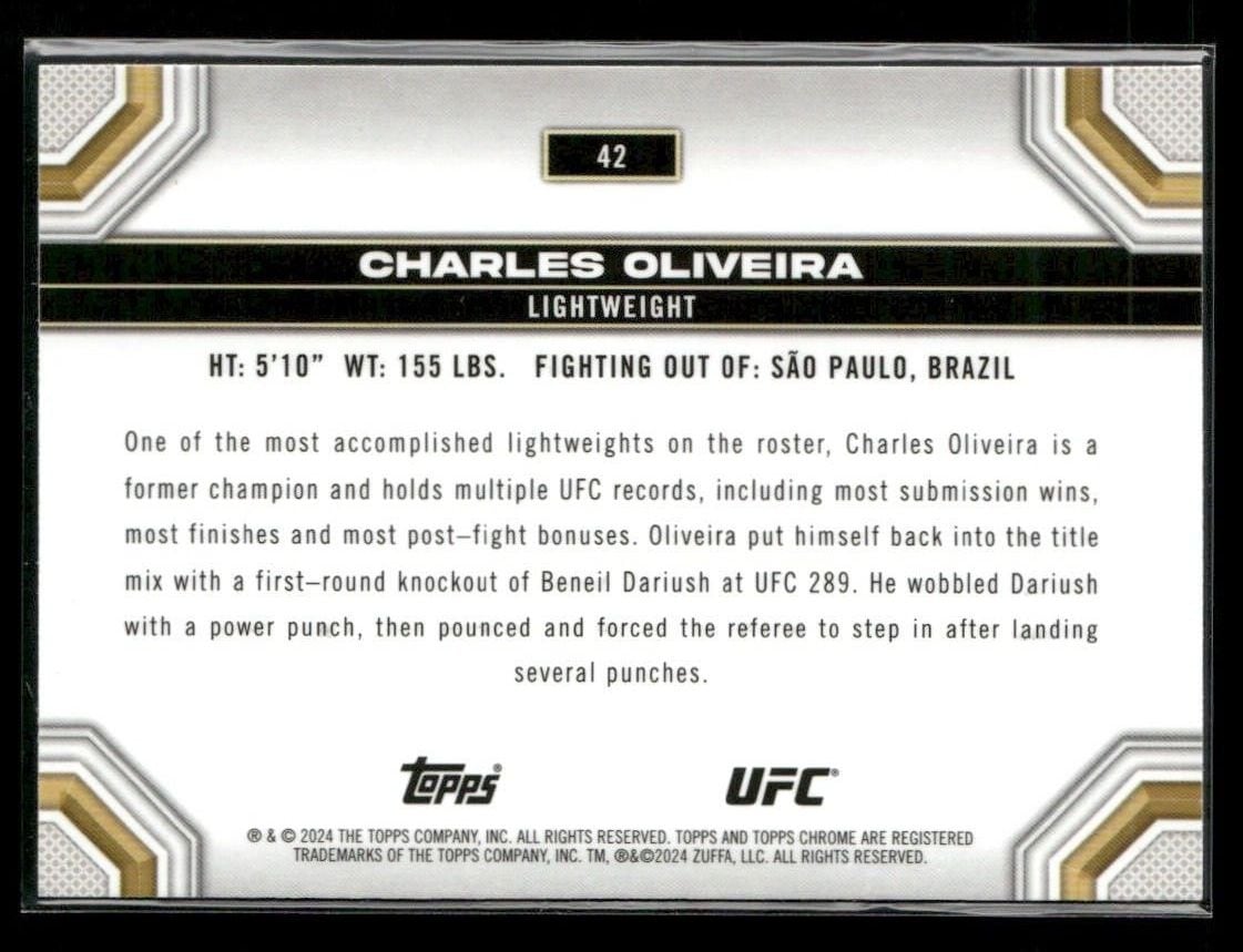 2024 Topps Chrome UFC #42 Charles Oliveira — back