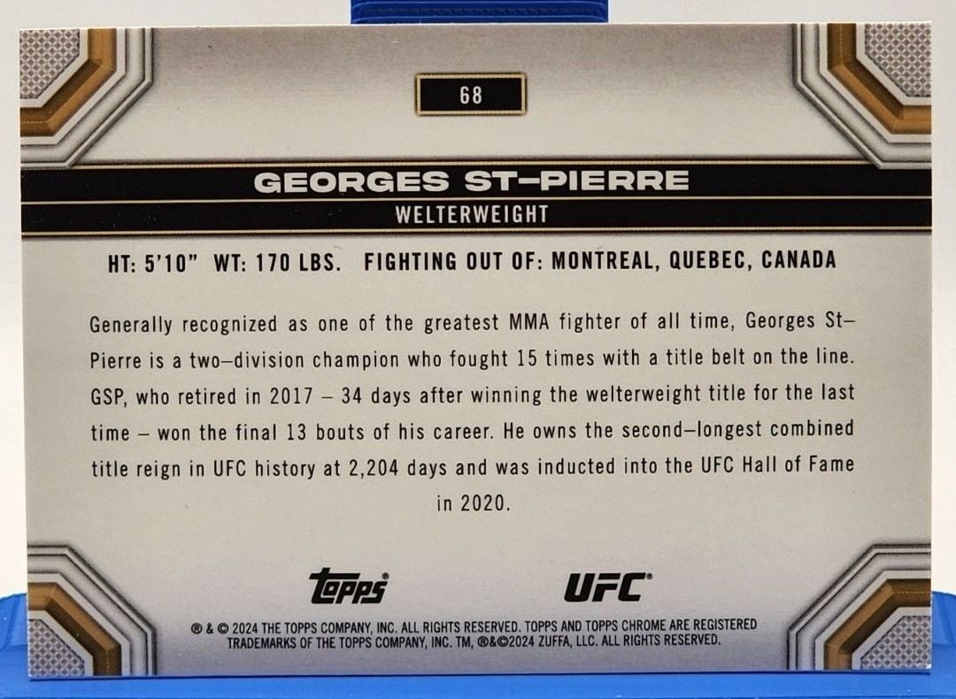 2024 Topps Chrome UFC #68 Georges St-Pierre — back