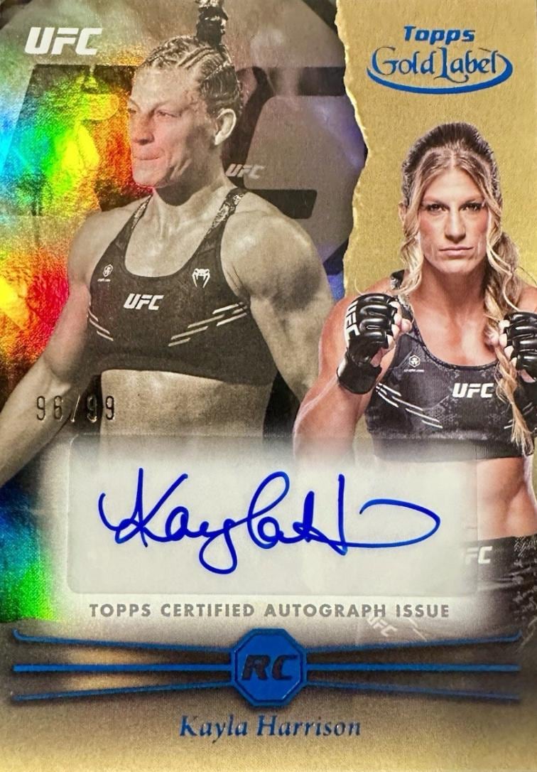 2024 Topps Gold Label UFC #RCA-KHN — Kayla Harrison — Blue-foil parallel (serial /99; parallel name not confirmed) parallel, front