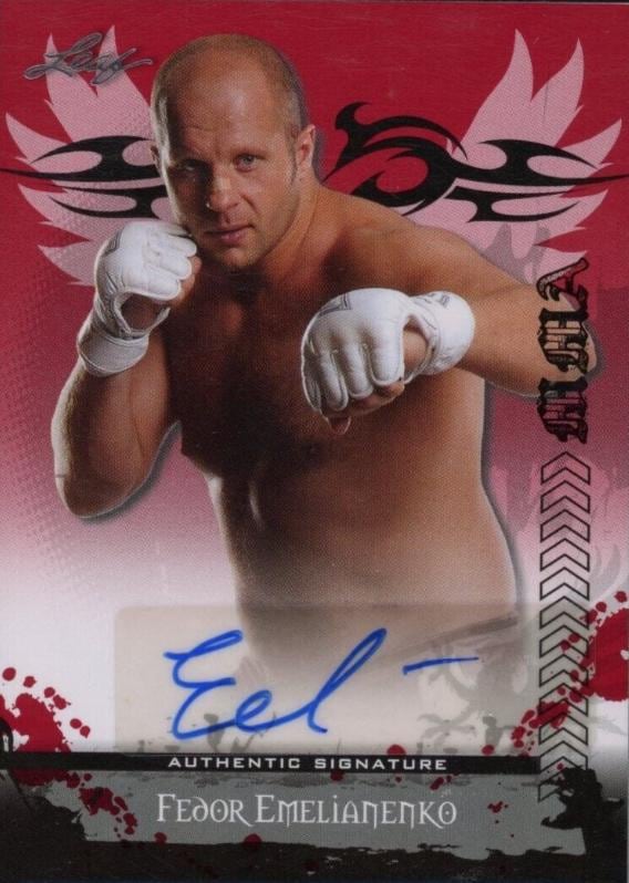 2010 Leaf MMA #AU-FE1 — Fedor Emelianenko — Red parallel, front