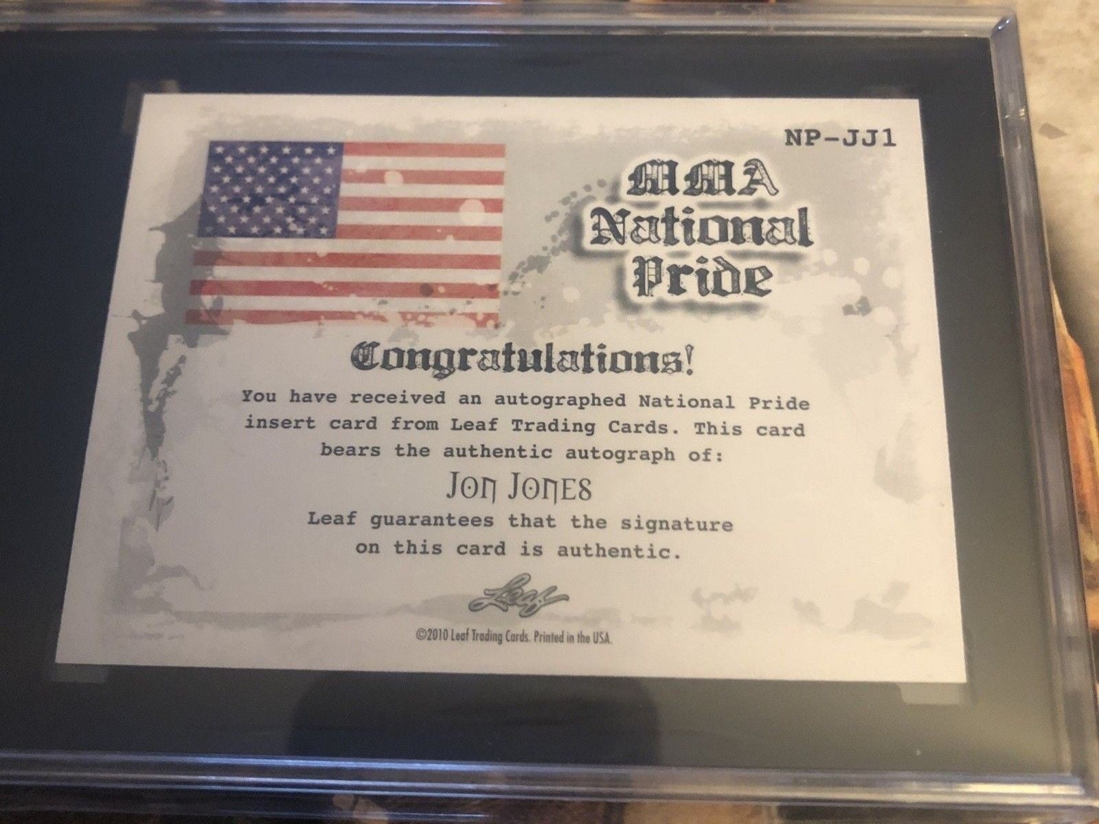 2010 Leaf MMA #NP-JJ1 Jon Jones — back