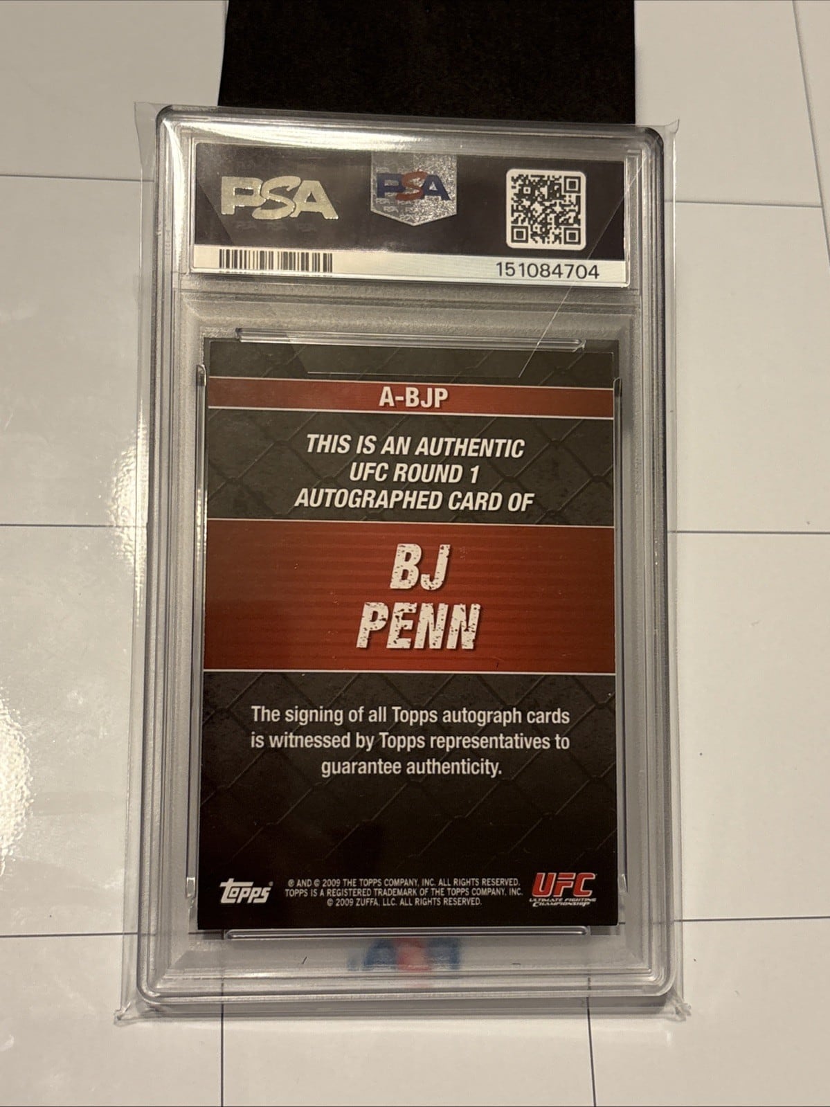 2009 Topps UFC Round 1 #A-BJP BJ Penn — back