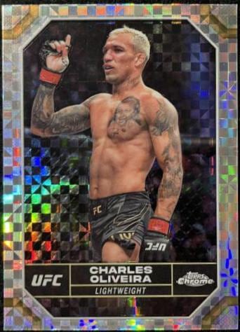 2024 Topps Chrome UFC #42 — Charles Oliveira — X-Fractor parallel, front