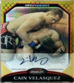 2011 Finest UFC #A-CV — Cain Velasquez — Gold Refractor parallel, front