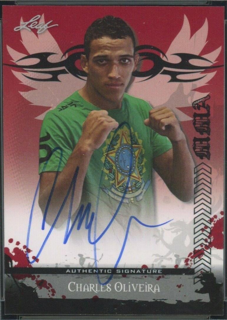 2010 Leaf MMA #AU-CO1 — Charles Oliveira — Red parallel, front