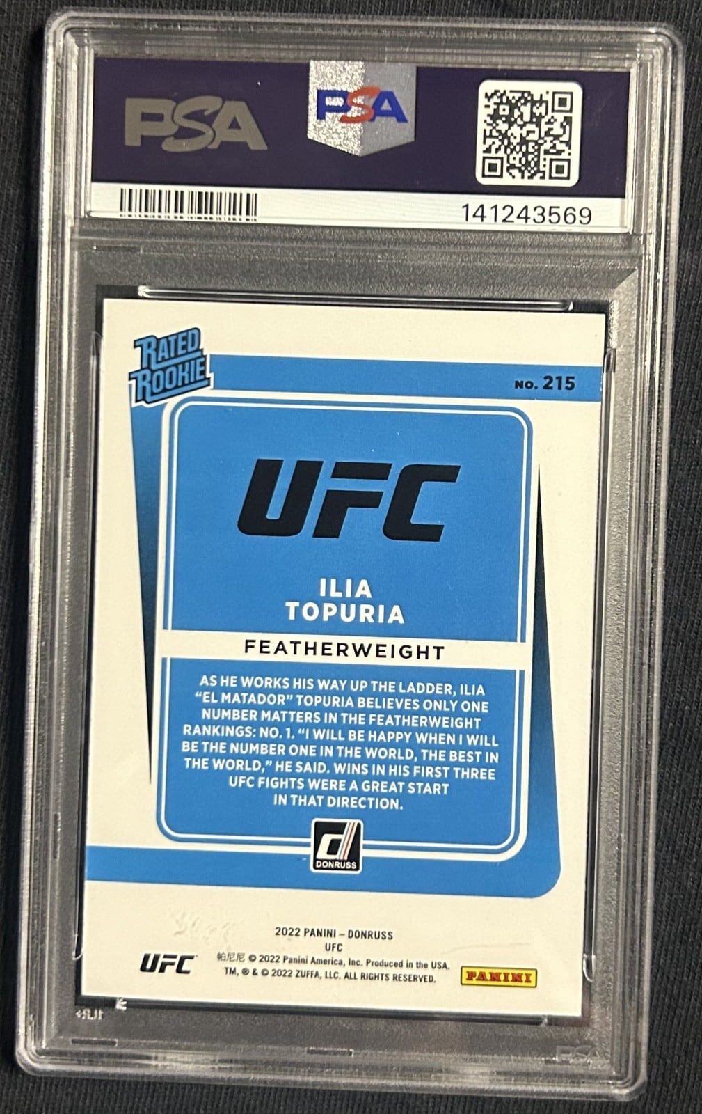 2022 Donruss UFC #215 Ilia Topuria — back