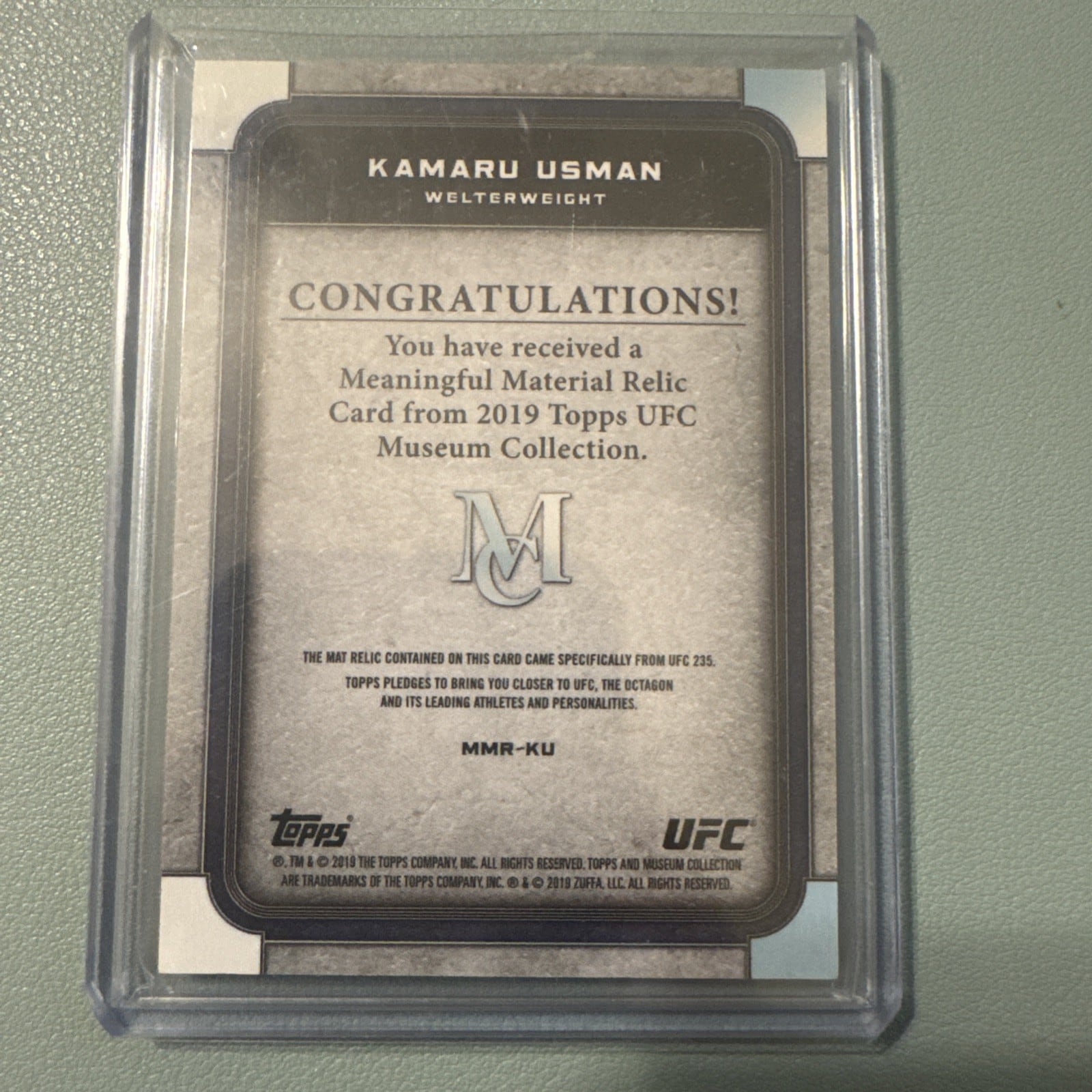 2019 Topps UFC Museum Collection #MMR-KU Kamaru Usman — back