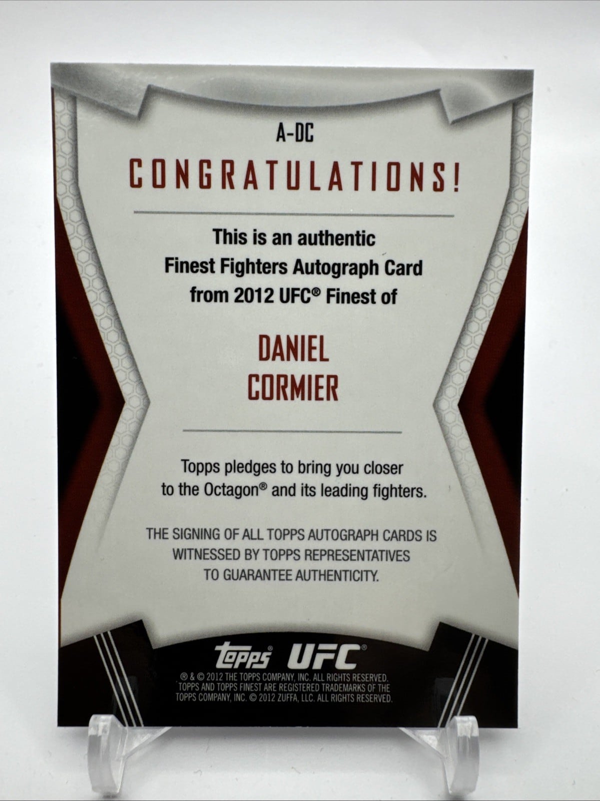2012 Finest UFC #A-DC Daniel Cormier — back