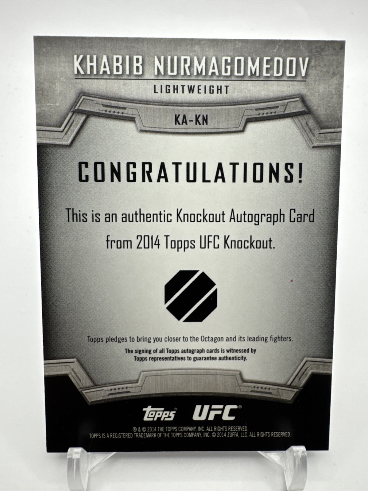 2014 Topps UFC Knockout #KA-KN — Khabib Nurmagomedov — Red parallel, back
