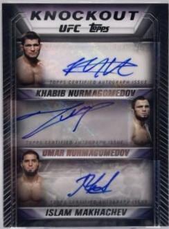 2024 Topps UFC Knockout #TRA-KUI — Islam Makhachev / Khabib Nurmagomedov / Umar Nurmagomedov — front