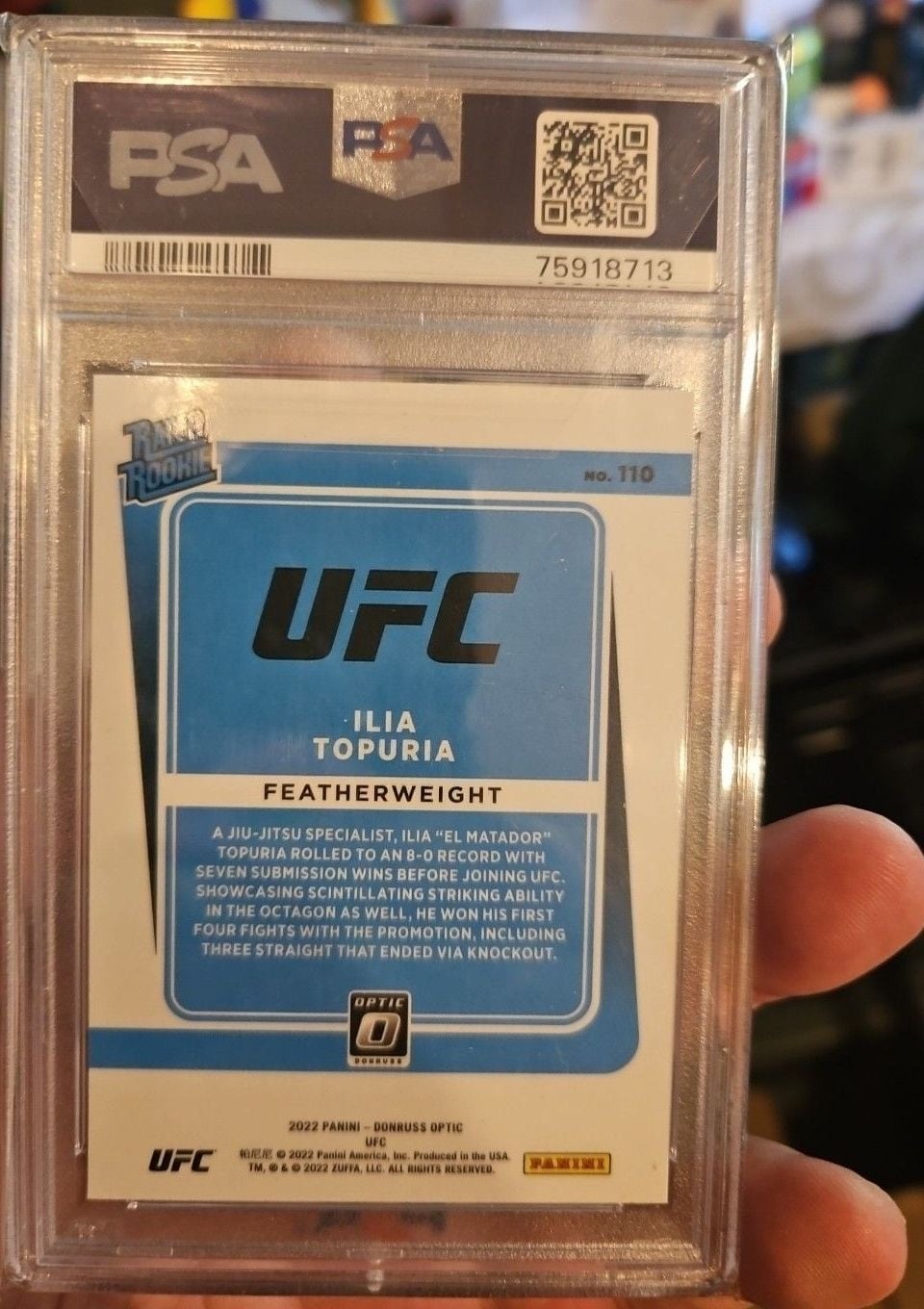 2022 Donruss Optic UFC #110 Ilia Topuria — back