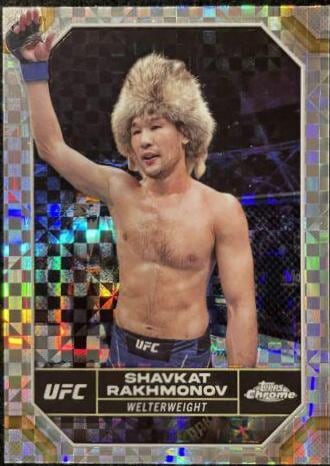 2024 Topps Chrome UFC #177 — Shavkat Rakhmonov — X-Fractor parallel, front
