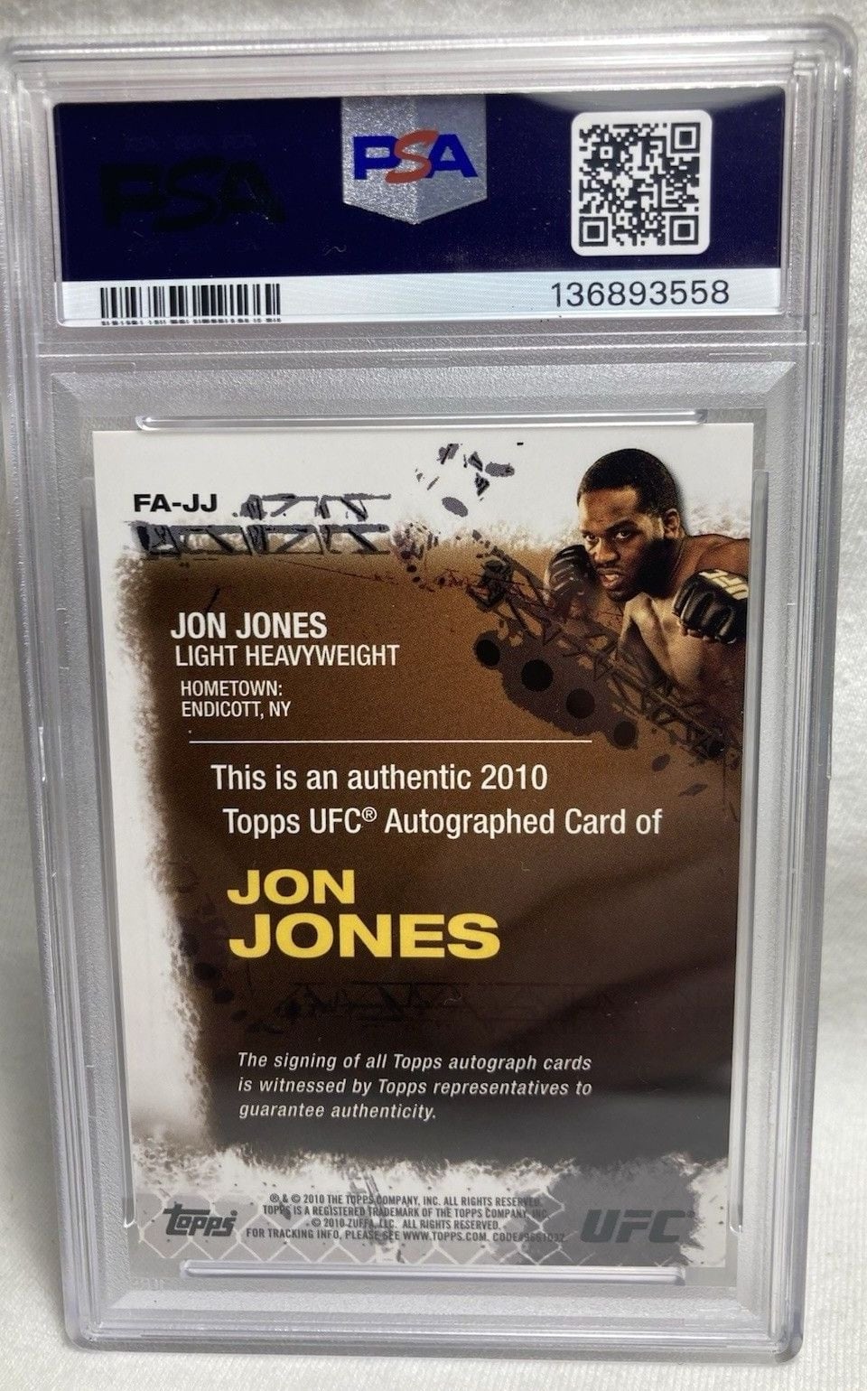 2010 Topps UFC (Series 4) #FA-JJ Jon Jones — back
