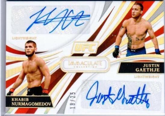 2021 Panini Immaculate Collection UFC #DA-KJG Justin Gaethje / Khabib Nurmagomedov — front