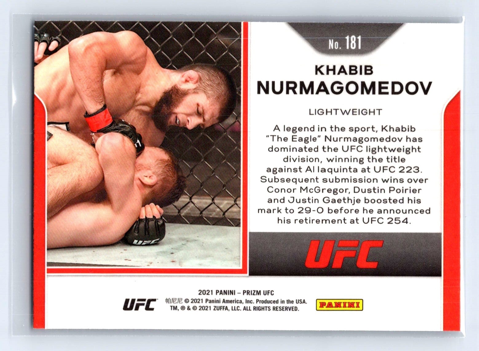 2021 Panini Prizm UFC #181 Khabib Nurmagomedov — back