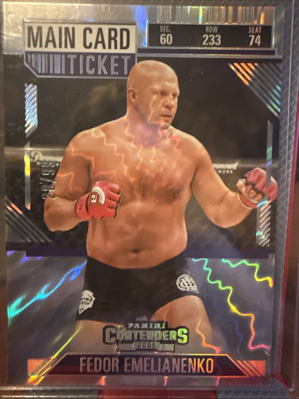 2025 Panini Contenders PFL #60 — Fedor Emelianenko — Main Card Ticket parallel, front