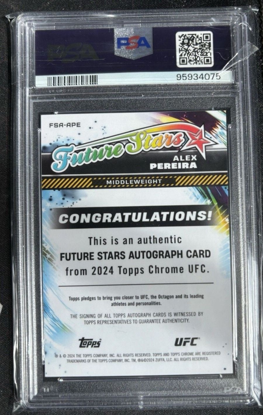 2024 Topps Chrome UFC #FSA-APE Alex Pereira — back