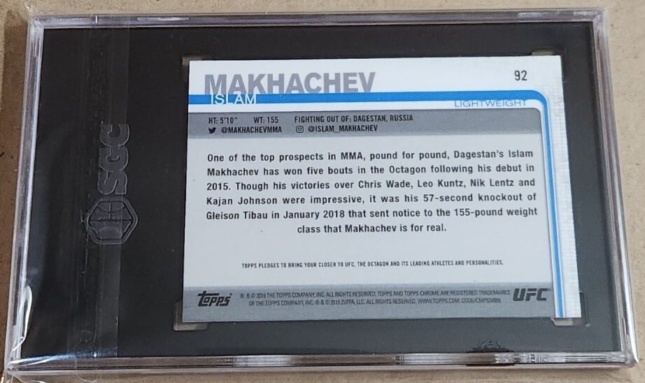 2019 Topps Chrome UFC #92 Islam Makhachev — back