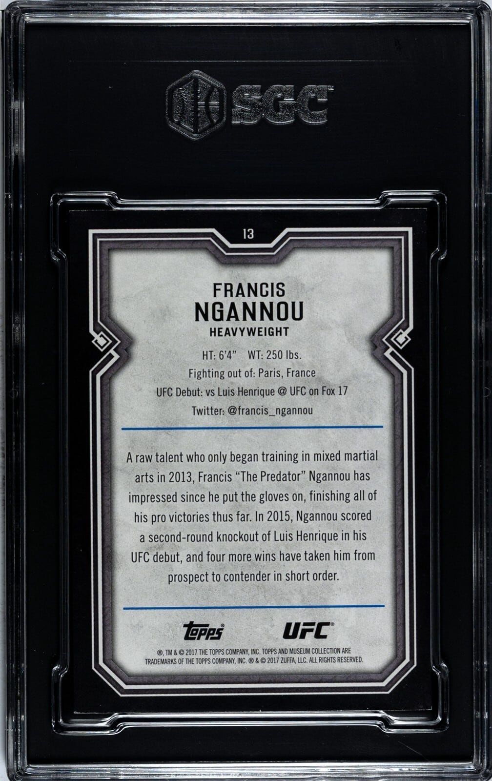 2017 Topps Museum Collection UFC #13 Francis Ngannou — back