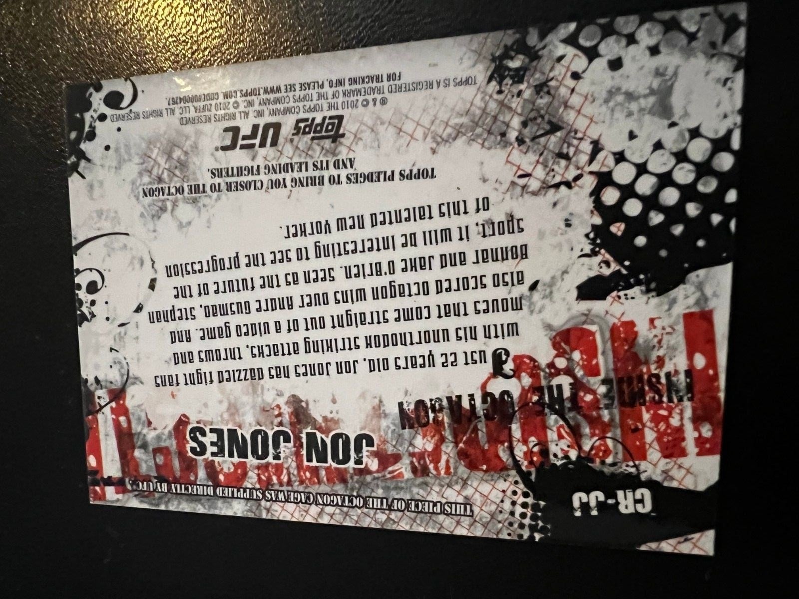 2010 Topps UFC Main Event #CR-JJ Jon Jones — back