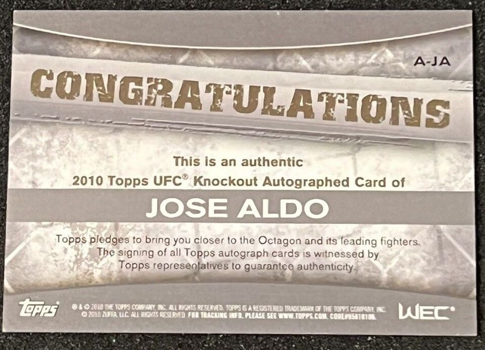 2010 Topps UFC Knockout #A-JA Jose Aldo — back
