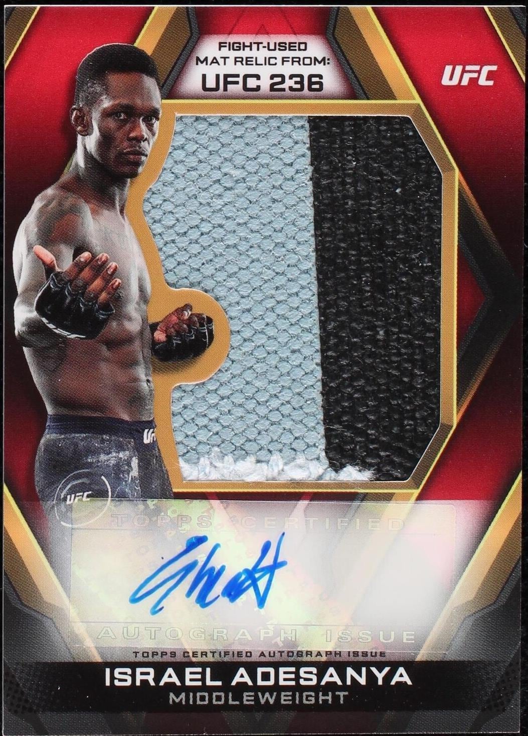 2020 Topps UFC Knockout #AJR-IA — Israel Adesanya — Red parallel, front