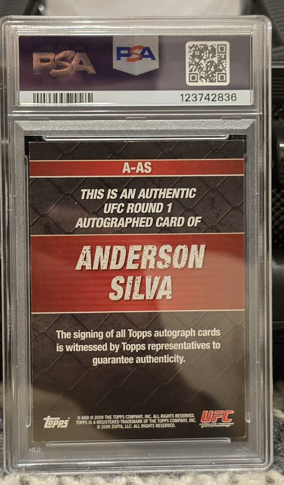 2009 Topps UFC Round 1 #A-AS Anderson Silva — back