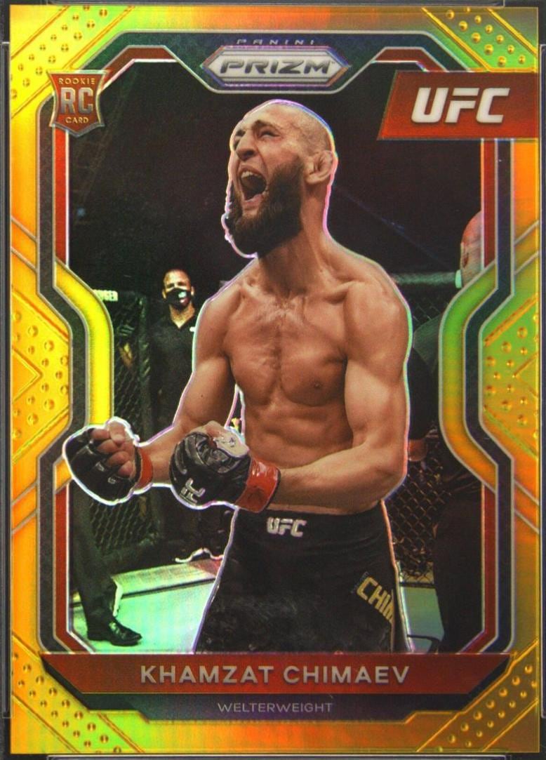 2021 Panini Prizm UFC #7 Gold /10 — Khamzat Chimaev — front