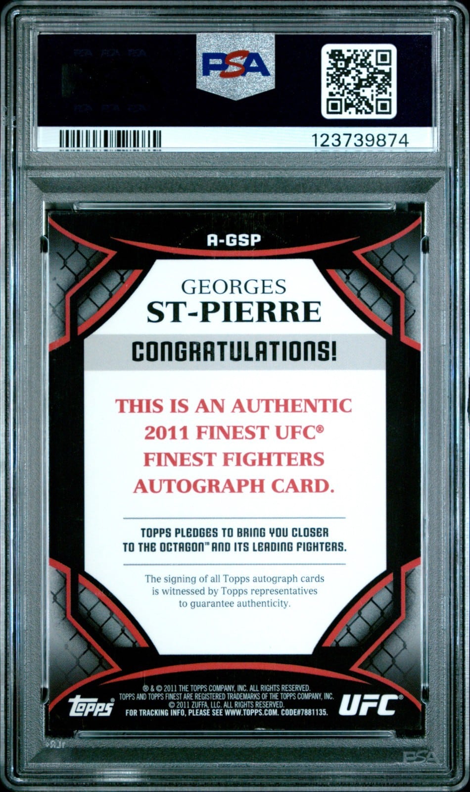 2011 Finest UFC #A-GSP Georges St-Pierre — back