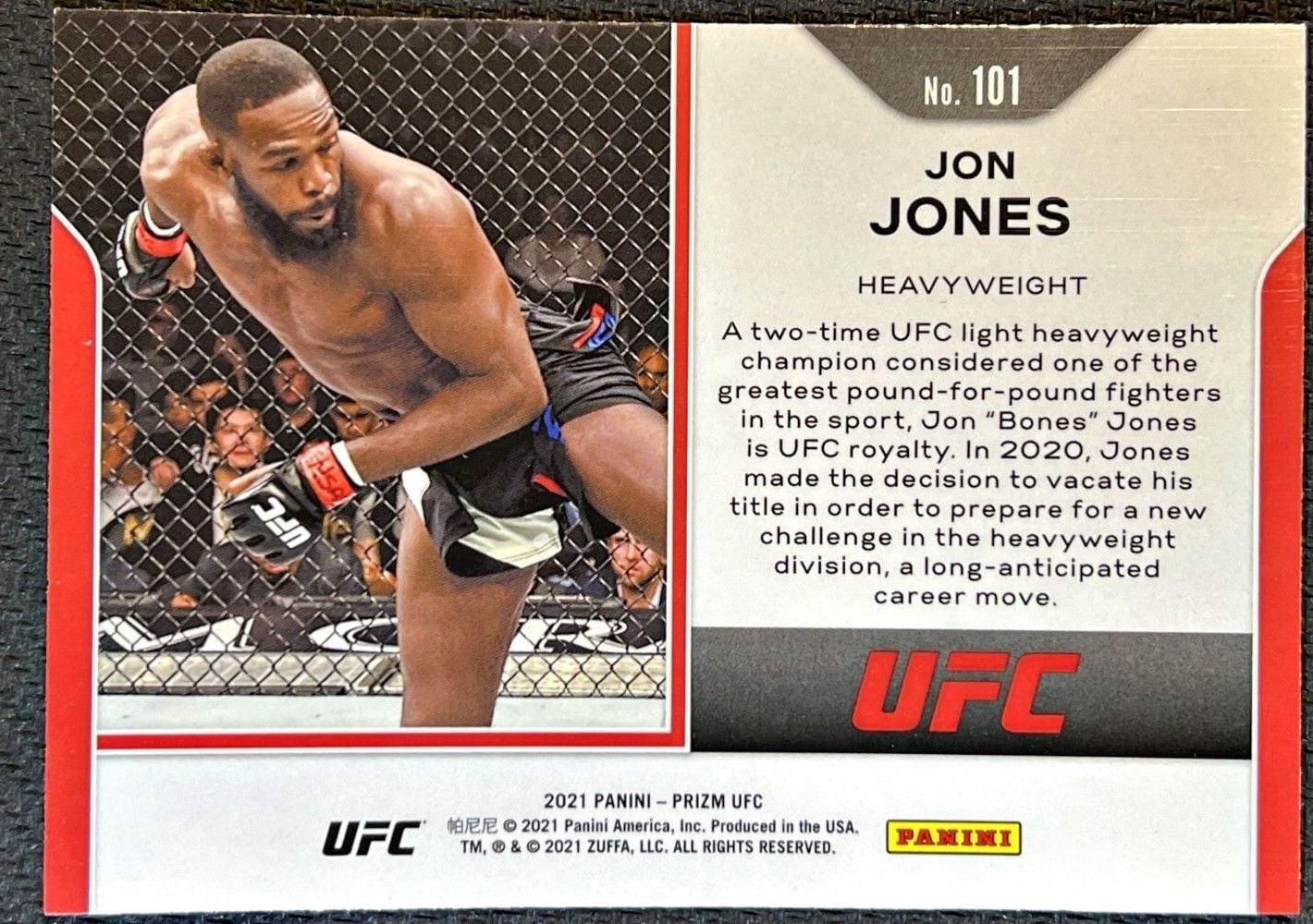 2021 Panini Prizm UFC #101 Jon Jones — back