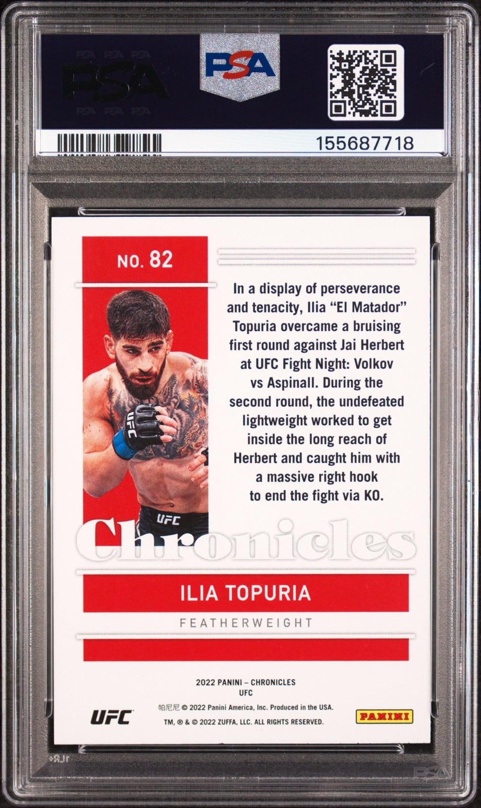 2022 Panini Chronicles UFC #82 Ilia Topuria — back