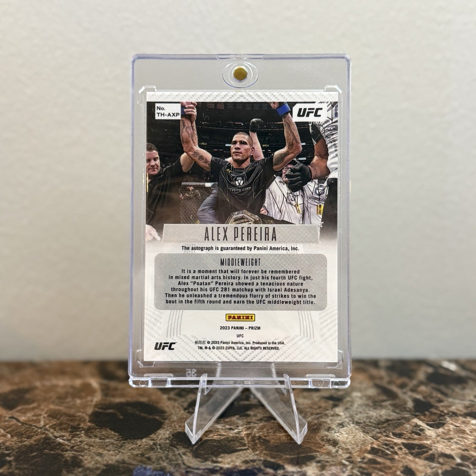 2023 Panini Prizm UFC #TH-AXP — Alex Pereira — back