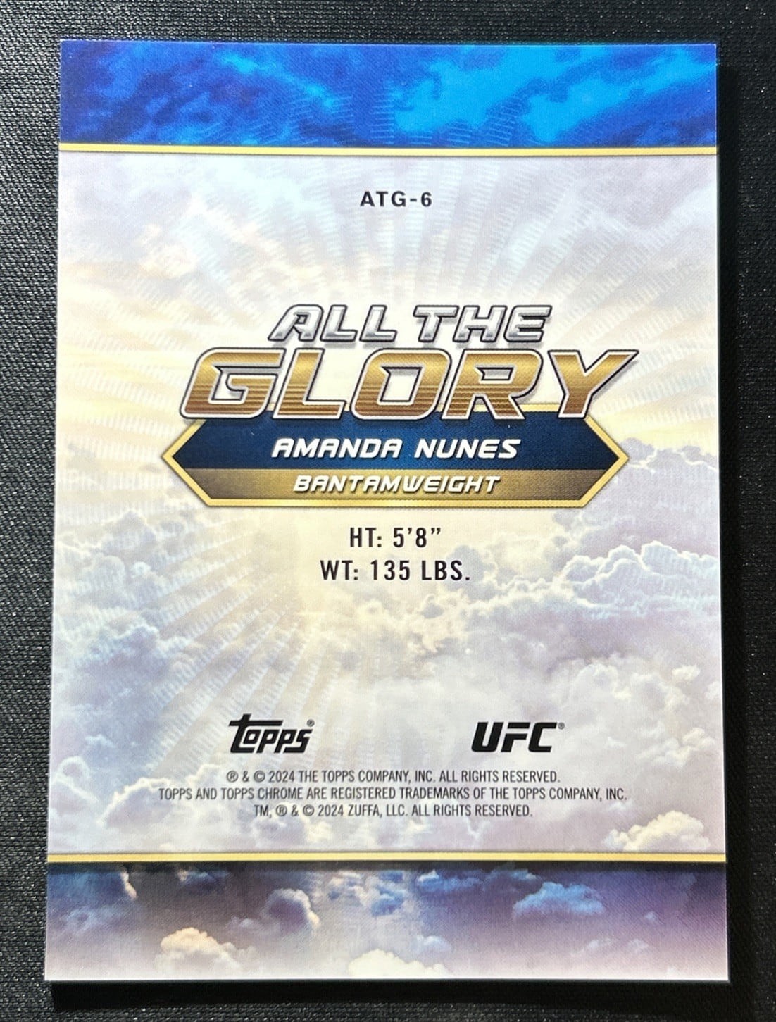2024 Topps Chrome UFC #ATG-6 — Amanda Nunes — back