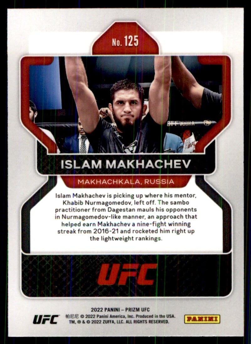 2022 Panini Prizm UFC #125 Islam Makhachev — back