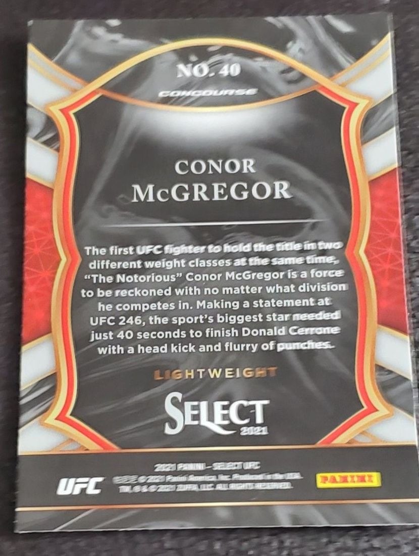 2021 Panini Select UFC #40 Conor McGregor — back
