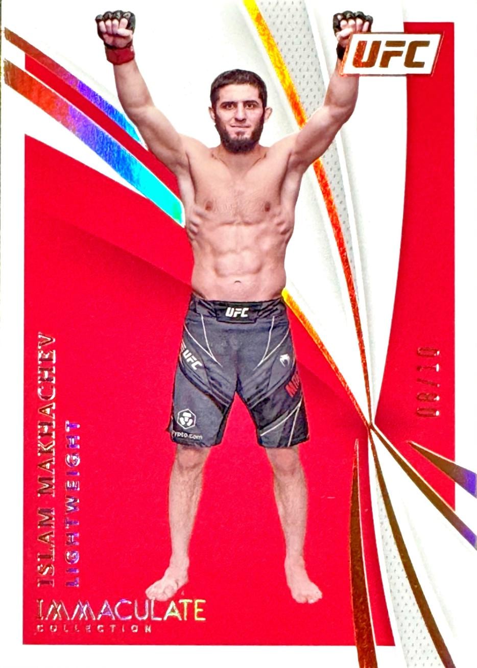 2021 Panini Immaculate Collection UFC #25 — Islam Makhachev — Gold parallel, front