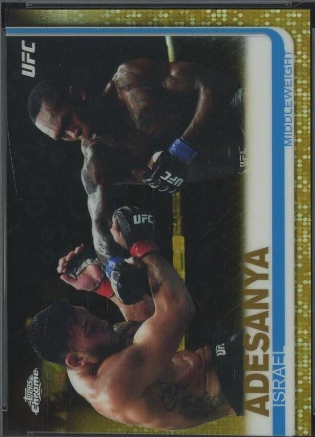 2019 Topps Chrome UFC #57 Gold Refractor /50 — Israel Adesanya — front