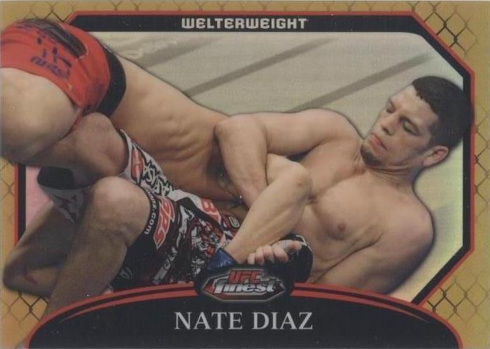 2011 Finest UFC #37 — Nate Diaz — Gold Refractor parallel, front