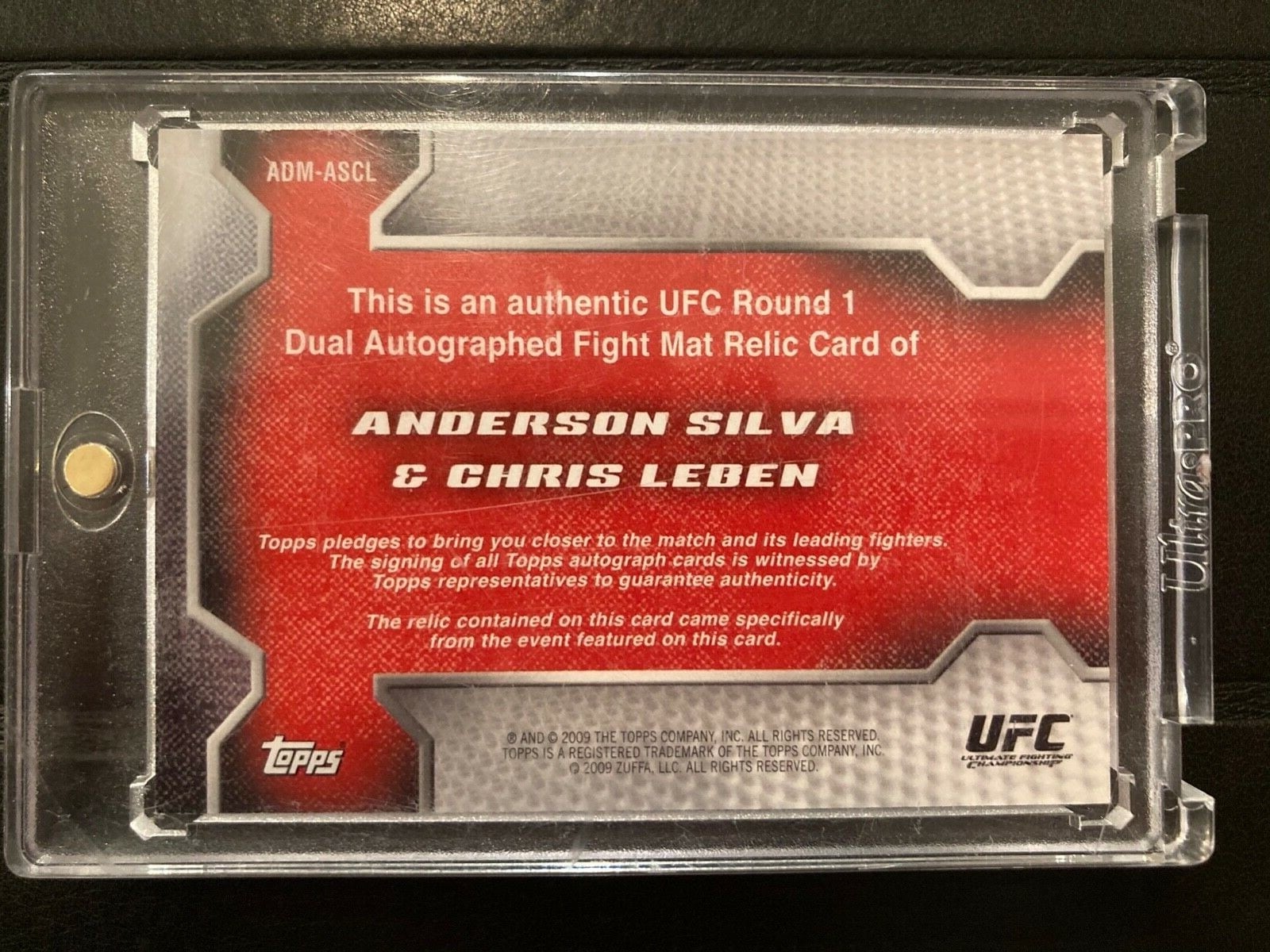 2009 Topps UFC Round 1 #ASCL Anderson Silva / Chris Leben — back