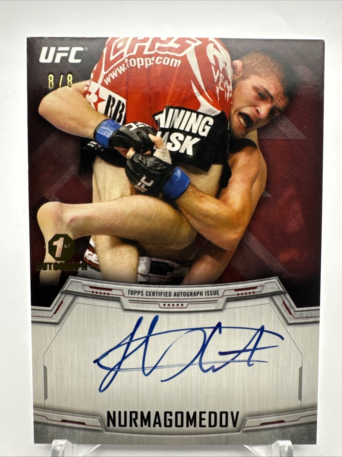 2014 Topps UFC Knockout #KA-KN — Khabib Nurmagomedov — Red parallel, front