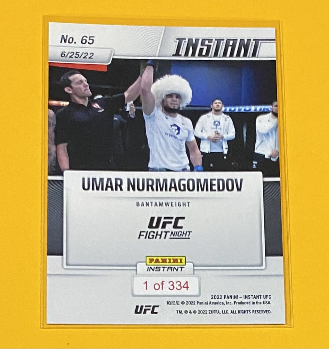 2022 Panini Instant UFC #65 Umar Nurmagomedov — back