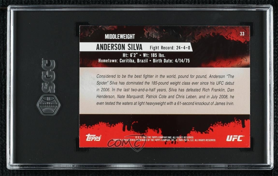 2009 Topps UFC Round 2 #33 Anderson Silva — back