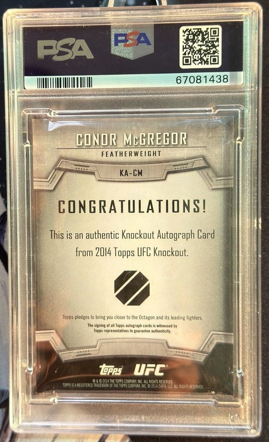 2014 Topps UFC Knockout #KA-CM Conor McGregor — back