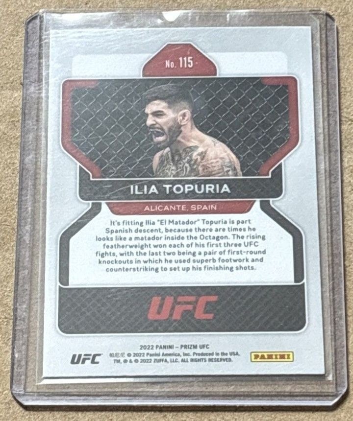 2022 Panini Prizm UFC #115 Ilia Topuria — back