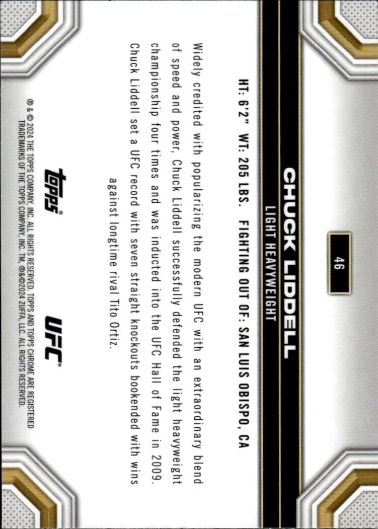 2024 Topps Chrome UFC #46 Chuck Liddell — back