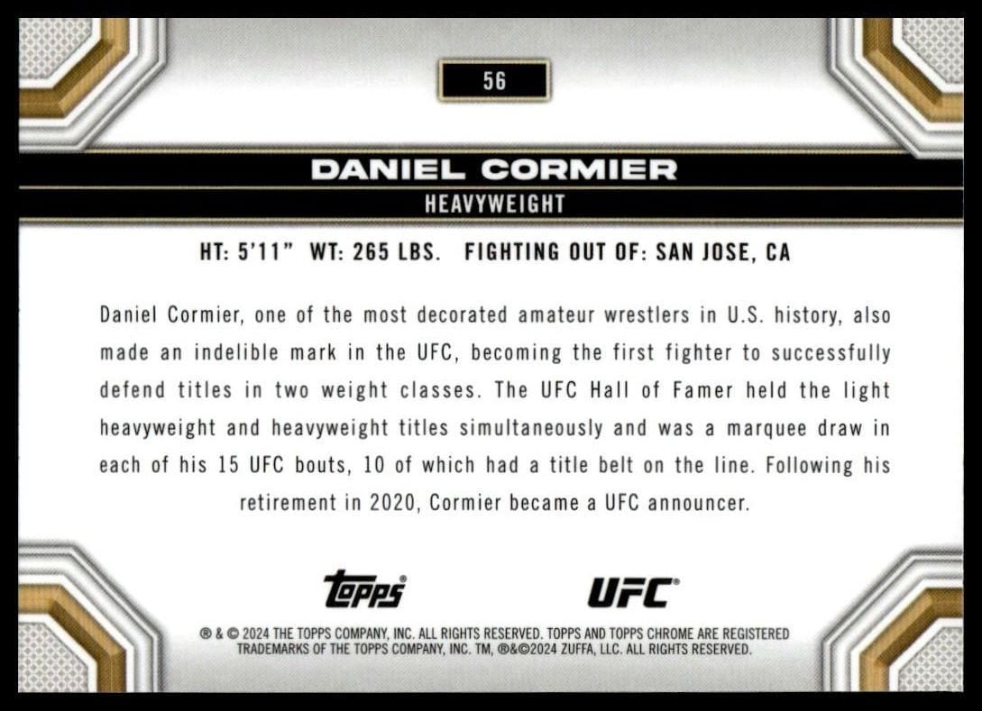 2024 Topps Chrome UFC #56 Daniel Cormier — back